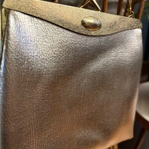 Vintage Gold Clutch with Structured Shape and Textured Finish